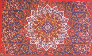 MANTA MEDIANA MANDALA ROJO/AZUL