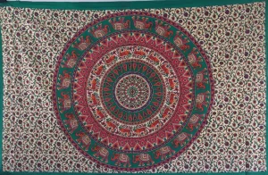 MANTA MEDIANA MANDALA BEIGE/VERDE