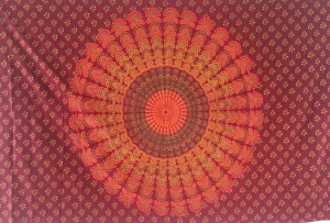 MANTA MEDIANA MANDALA PAVO REAL TINTO